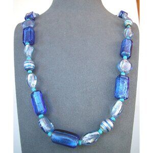 Handcrafted Murano Glass Bead Necklace 26 Inches